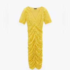 Zara yellow midi dress size S never worn